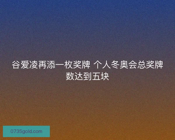 谷爱凌再添一枚奖牌 个人冬奥会总奖牌数达到五块